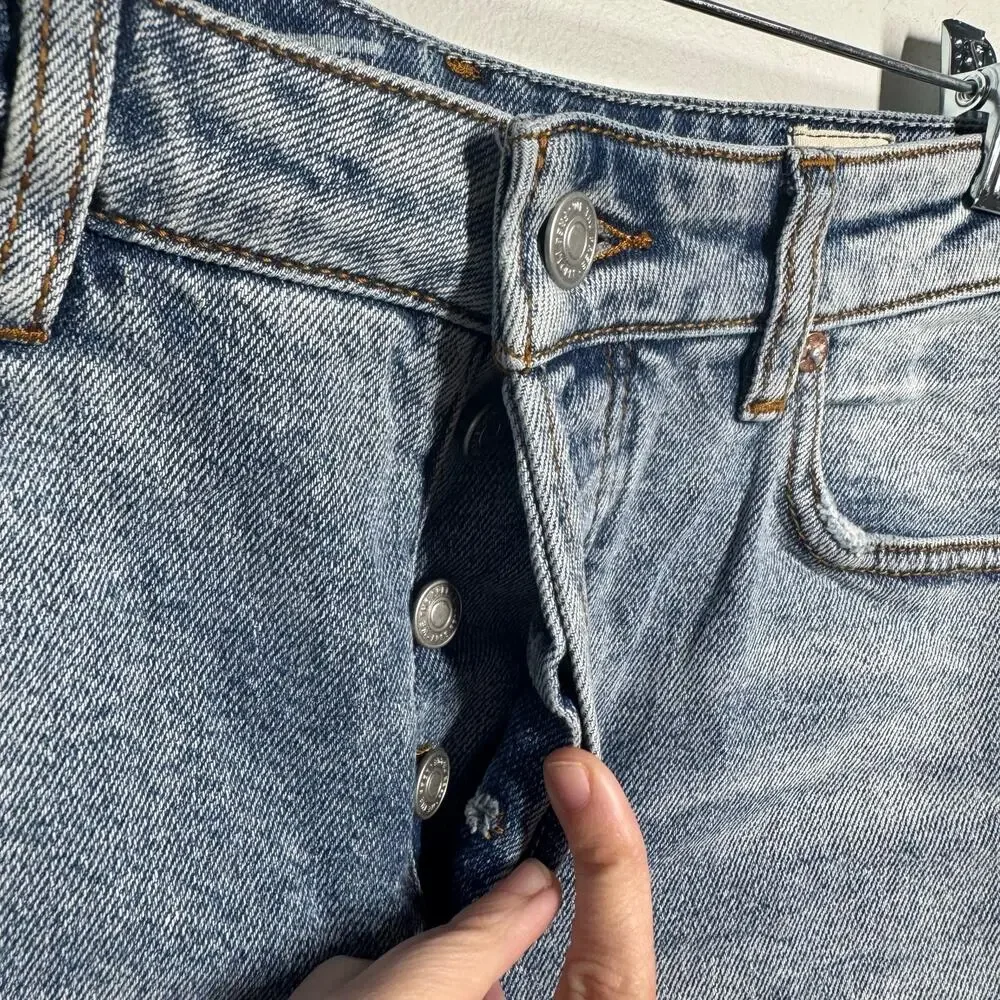Free People We the Free Raw Hem Bermuda Minimalist Denim Shorts Women 27 Casual‎